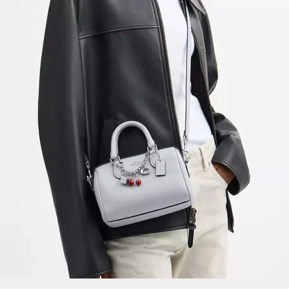 Coach Sky Blue Satchel with Red Cherry Charm - Picture 3 of 3